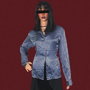 Ann Taylor blue silk button-up blouse